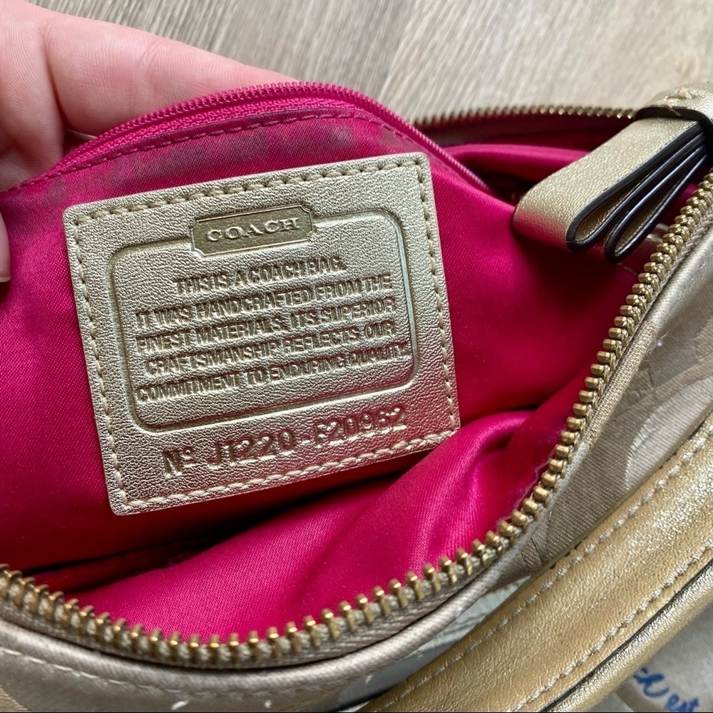 Coach Daisy Glitter Poppy C Appliqué Tan Bag - Monogram with Orange & Teal - Picture 7 of 9